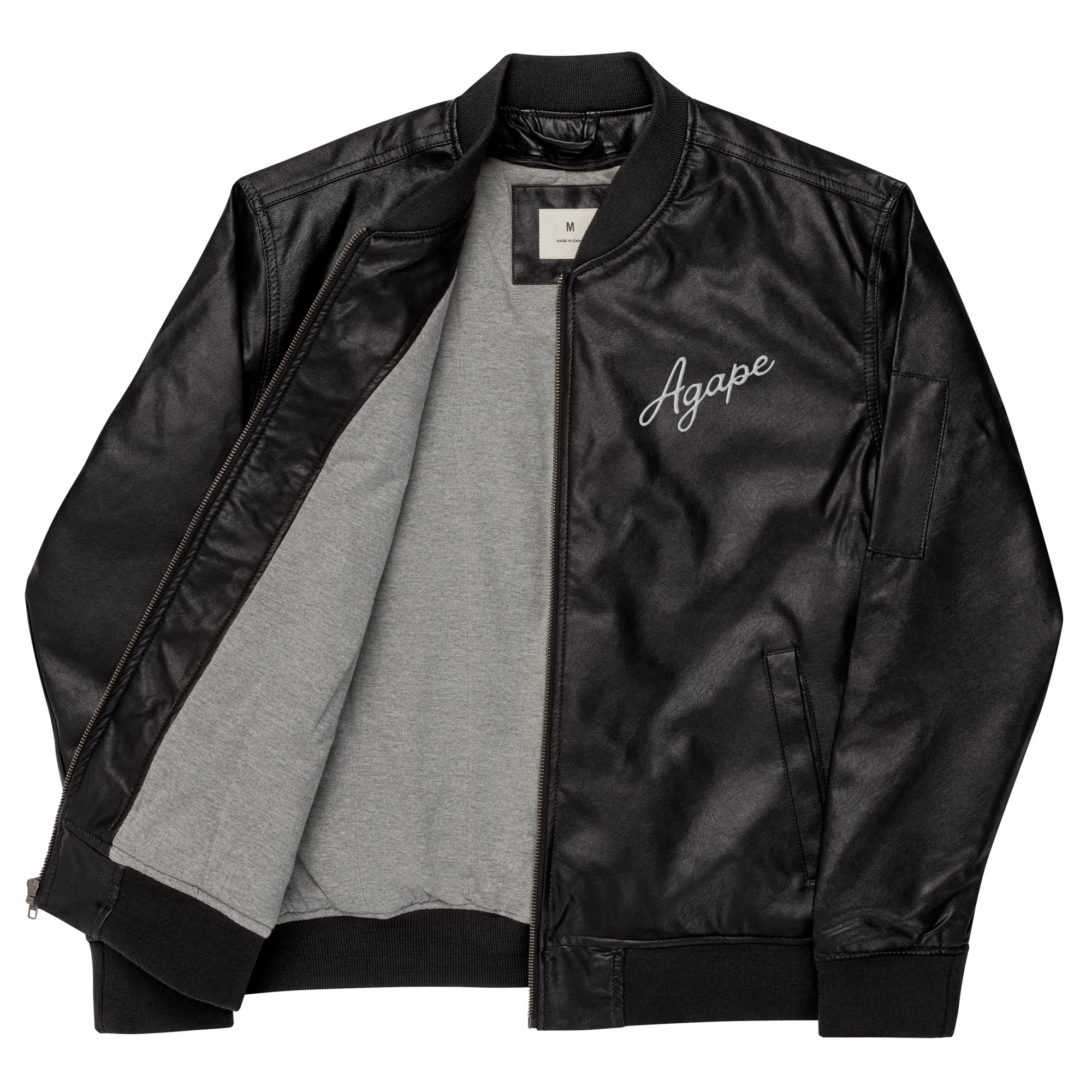Agape Leather Bomber Jacket
